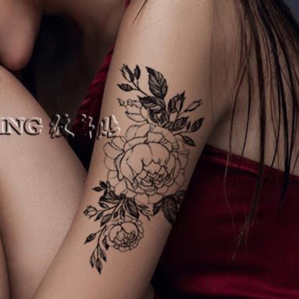 Temporary Peony Tattoo